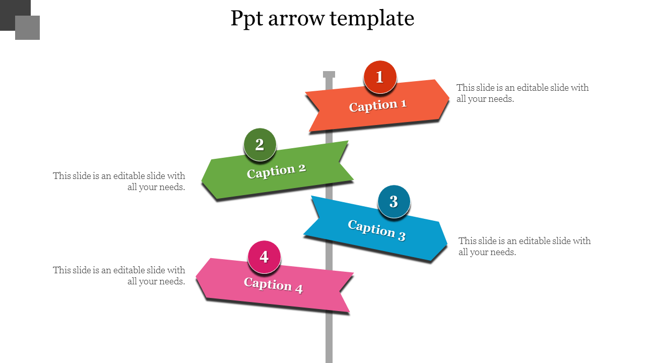 Attractive  Arrow PowerPoint Template -Four Node